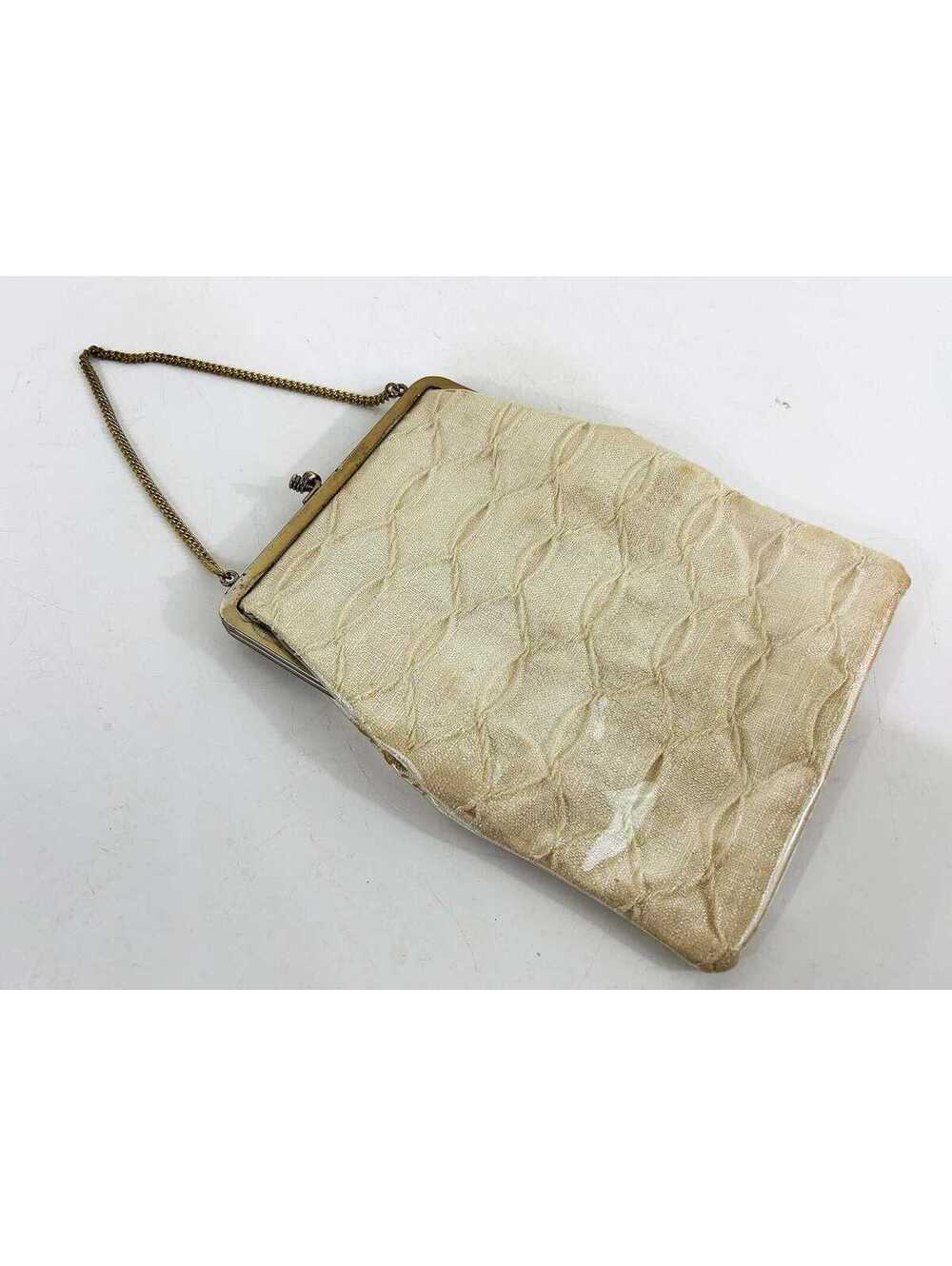 Mod Purse Chain Ivory Evening Cocktail Bag 1950s Handbag Kisslock 1960s